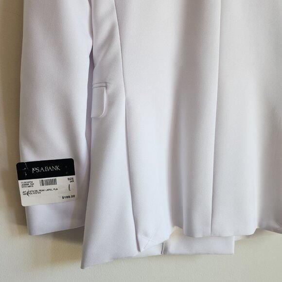 34R White Double Breasted Suit Jacket New Mens Jos A Bank Polyester Peak Lapel - Picture 15 of 17